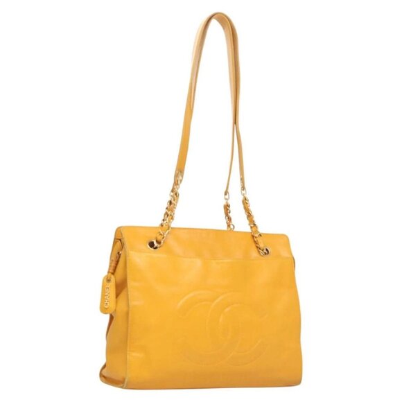 CHANEL COCO Mark Chain Shoulder Bag Lamb Skin Yellow Gold - Picture 1 of 16